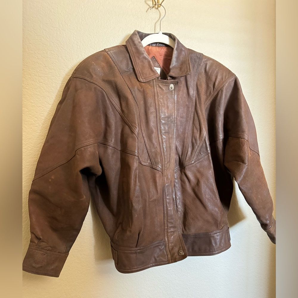 Vintage Nordstrom Flight Leather‎ Bomber Jacket Sz Medium in Brown